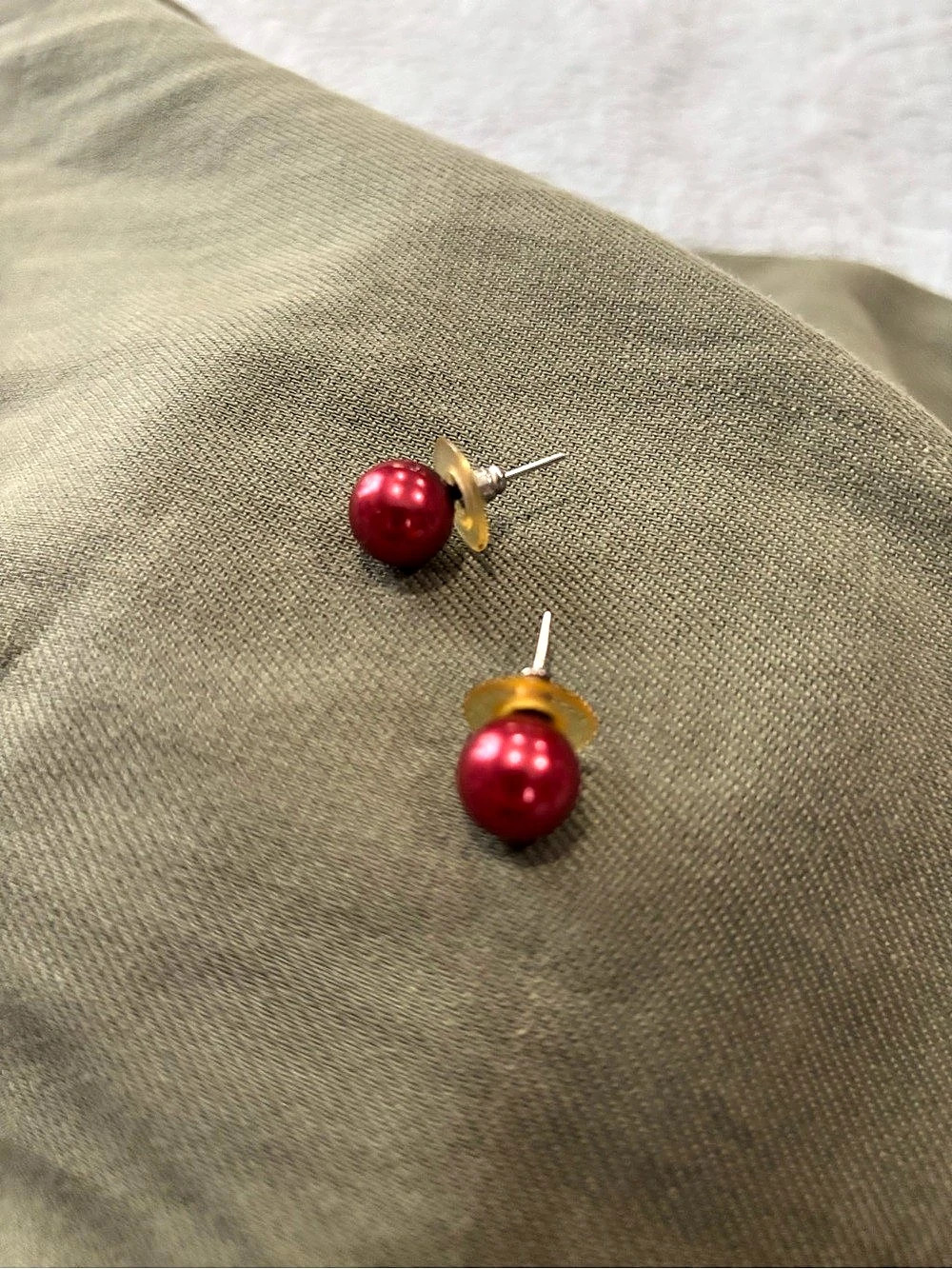 Red & Gold Stud Earrings Like New